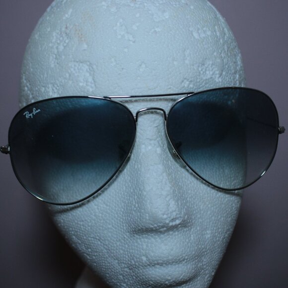 Ray-Ban EXC Blue Lens Tint Silver Metal Aviator Sunglasses